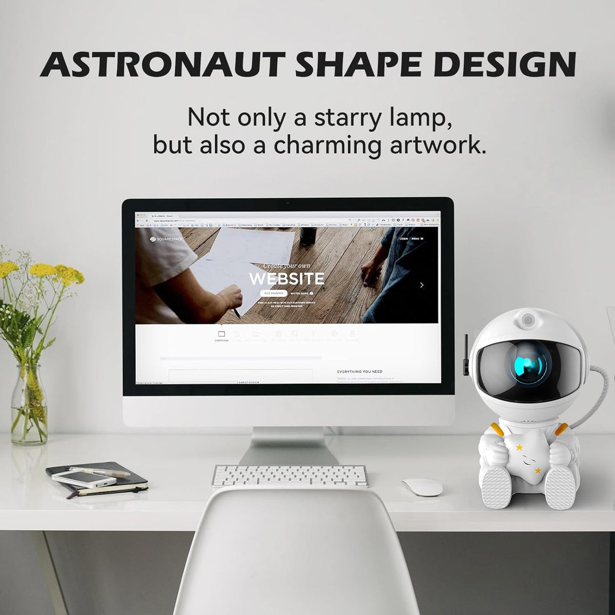 FSSQLBFLC Astronaut Galaxy Projector, Night Light for Kids, Space-Theme | Star Projector Casts a Dreamy Nebula on Your Bedroom Ceiling. Remote & Timer, 8 Light Modes. Great Gift & Bedroom Decor.