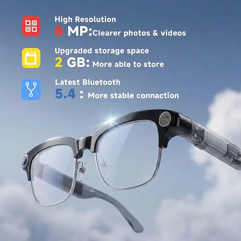 AI Smart Glasses | 8MP HD Camera, Real-Time Translation, Open-Ear Audio & AI Voice Assistant