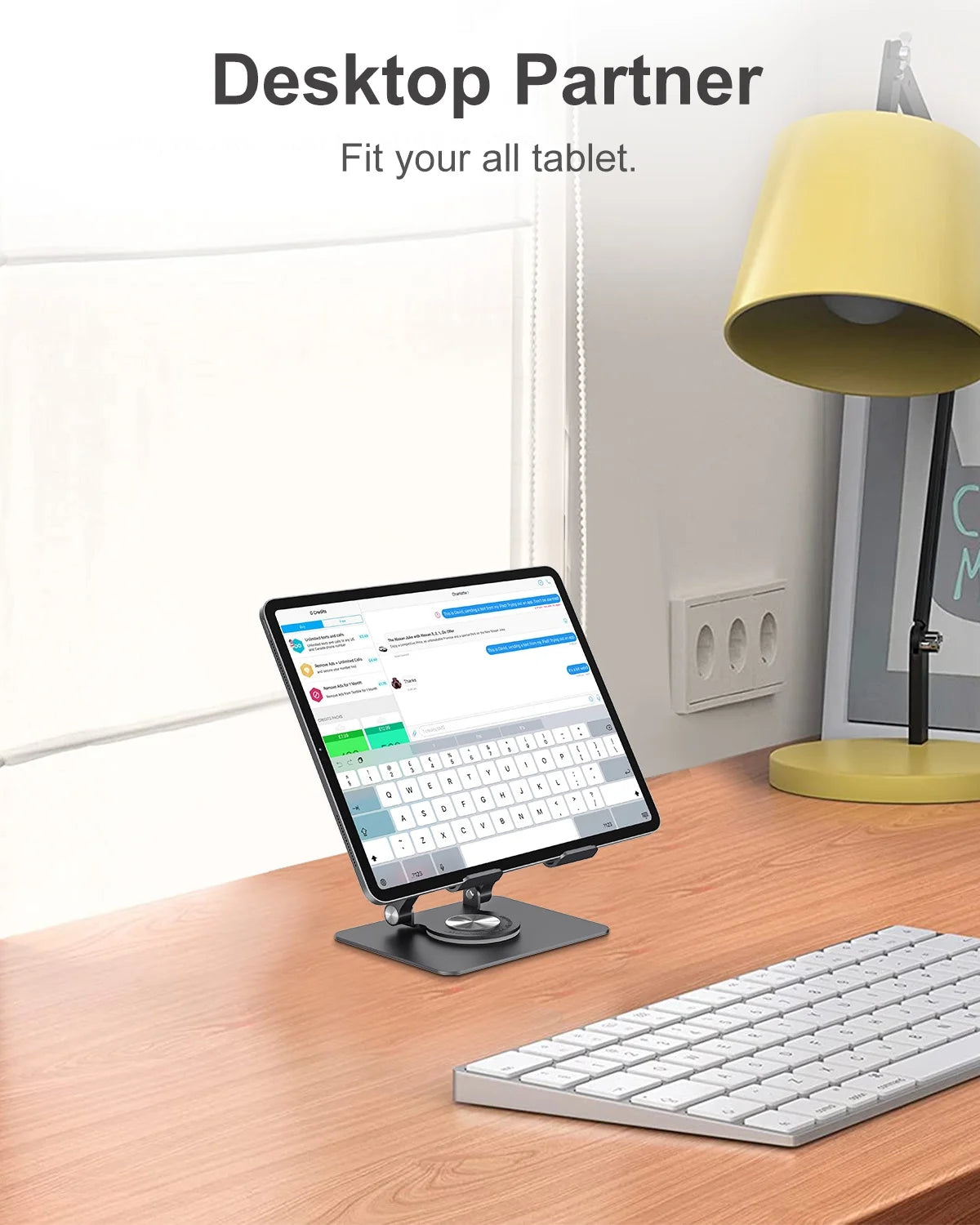 Tablet Stand for Desk,  Adjustable & Foldable Phone Stand for Desk, Compatible with Tablet/Pad/Phone and More, Black