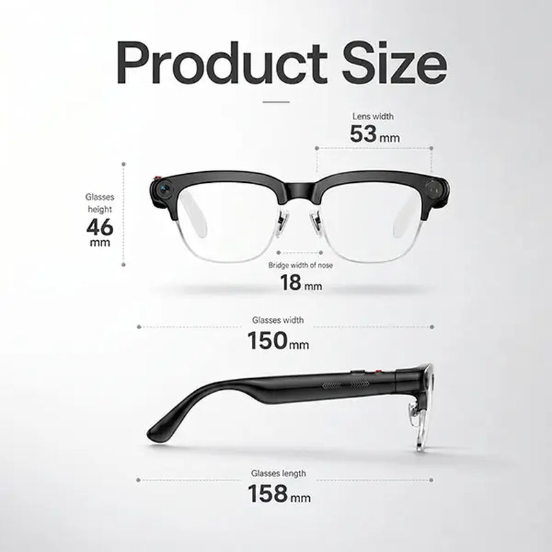 AI Smart Glasses | 8MP HD Camera, Real-Time Translation, Open-Ear Audio & AI Voice Assistant