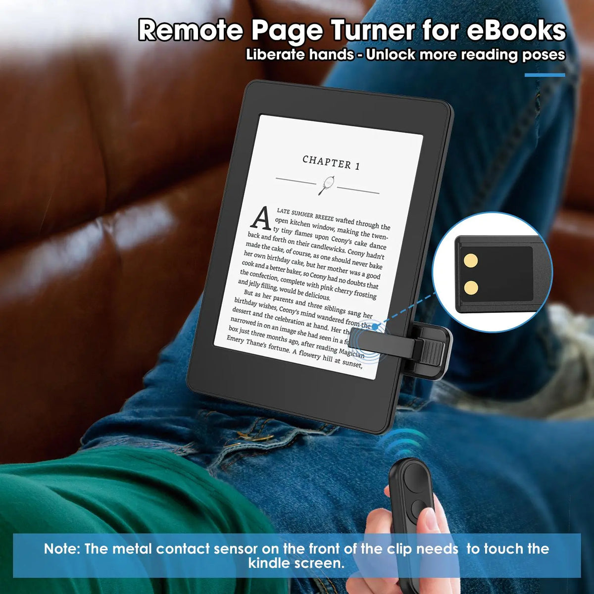 Remote-Control Page Turner for Kindle Paperwhite, Oasis and Kobo, Rechargeable Wireless Remote Clicker Accessories for Kindle, Iphone, Ipad and Android Tablets