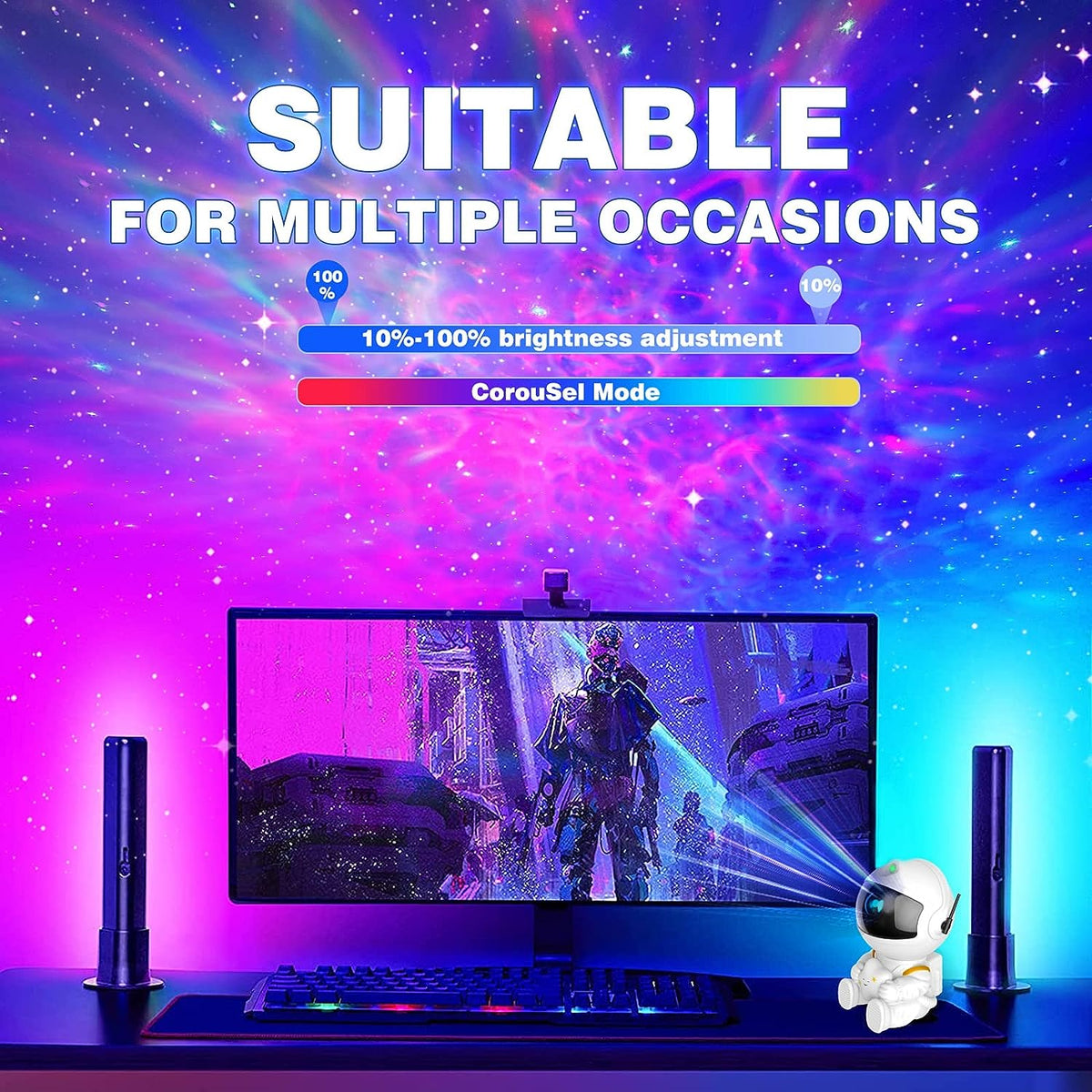 FSSQLBFLC Astronaut Galaxy Projector, Night Light for Kids, Space-Theme | Star Projector Casts a Dreamy Nebula on Your Bedroom Ceiling. Remote & Timer, 8 Light Modes. Great Gift & Bedroom Decor.
