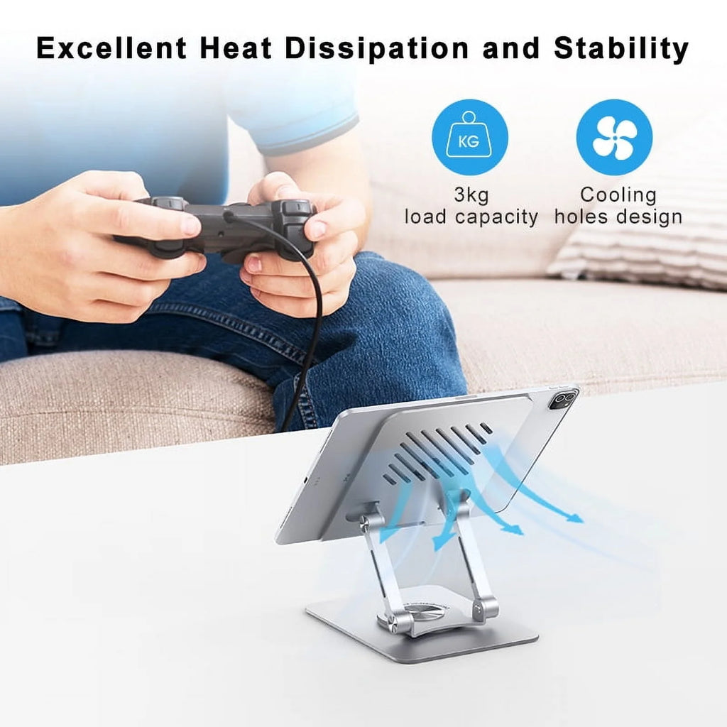 Tablet Stand for Desk,  Adjustable & Foldable Phone Stand for Desk, Compatible with Tablet/Pad/Phone and More, Black