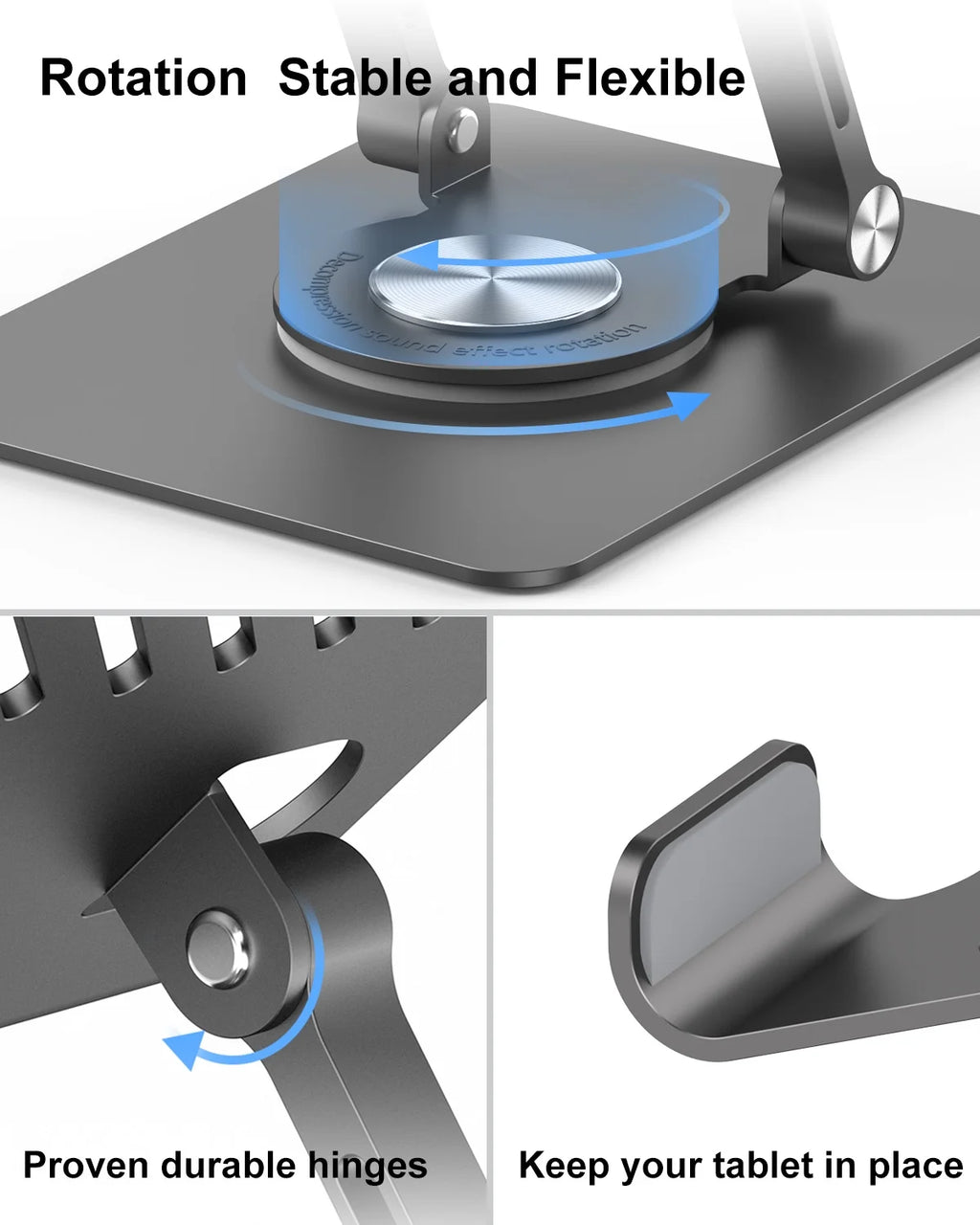 Tablet Stand for Desk,  Adjustable & Foldable Phone Stand for Desk, Compatible with Tablet/Pad/Phone and More, Black
